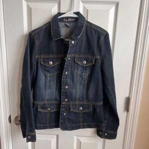 LA Blues Denim Jacket Womens Small‎ Button Front Pockets Dark Wash Retro